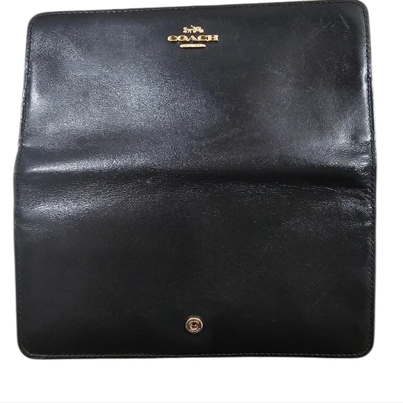 COACH Smooth Black Leather Skinny Wallet - Picture 8 of 12